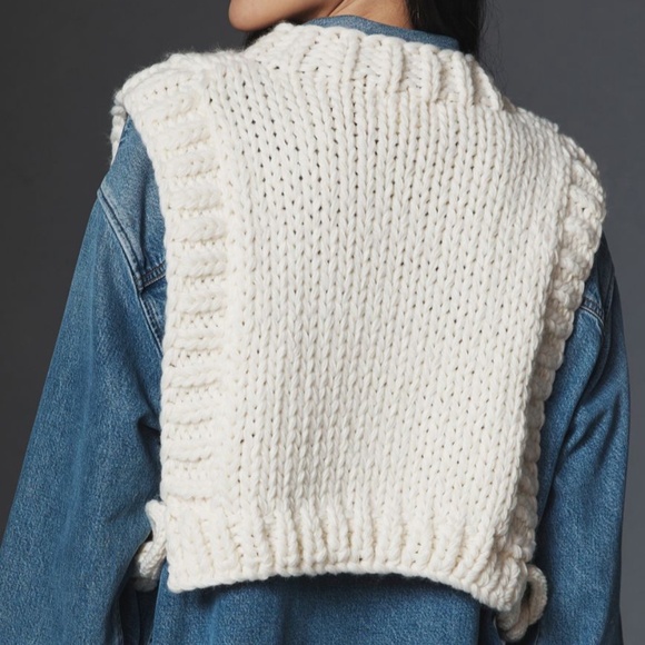 Anthropologie Ivory Chain Pullover Sweater Vest Size One Size - Picture 3 of 11